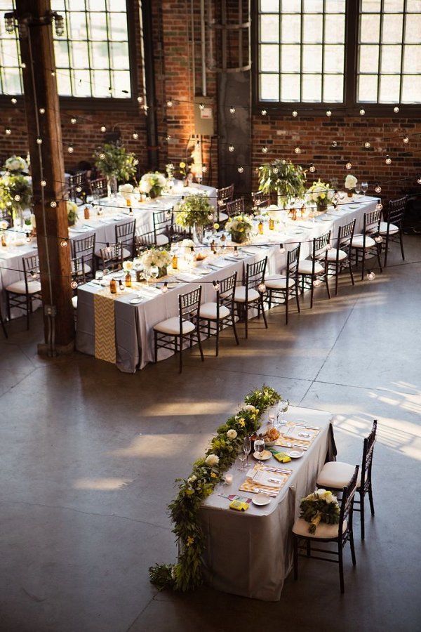 The Industrial-Style Soirée Wedding Table Setting Decor Ideas