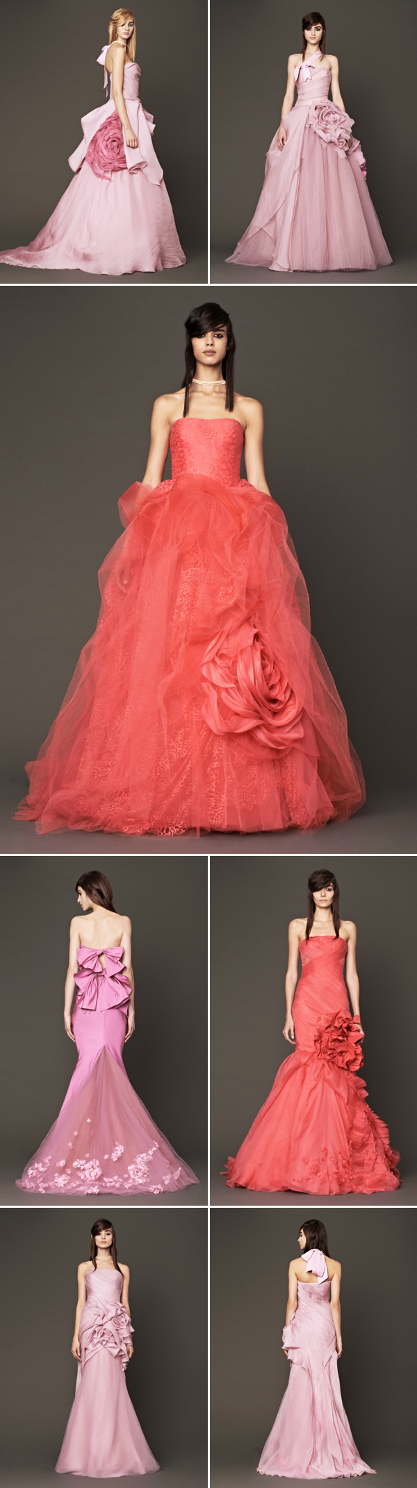 Vera Wang Pink and Red Floral Wedding Dresses