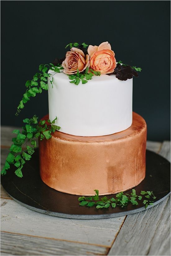 bronze copper wedding cake