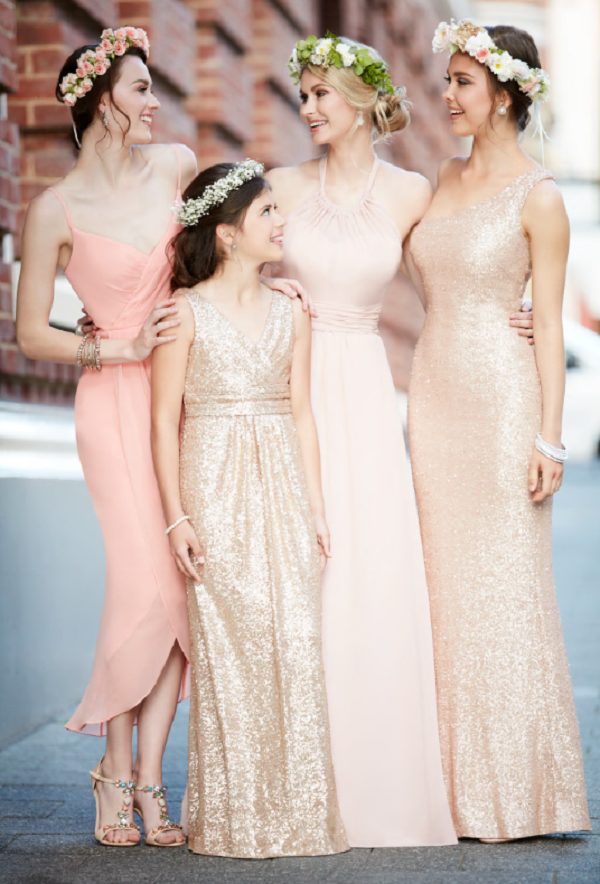 coral mismatched bridesmaid dresses