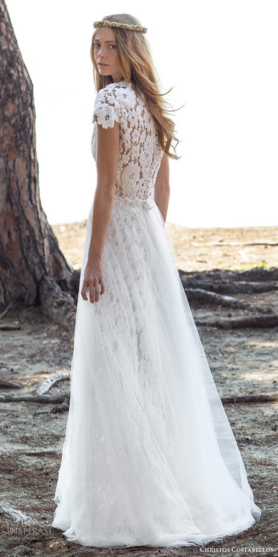 costarellos bridal spring 2016 sleeveless pearl lace wedding dress ...