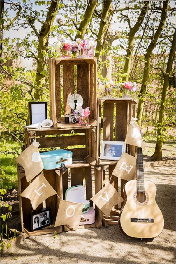 crate stack rustic wedding decor display idea