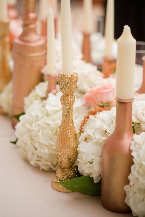 glitter rose gold candlesticks