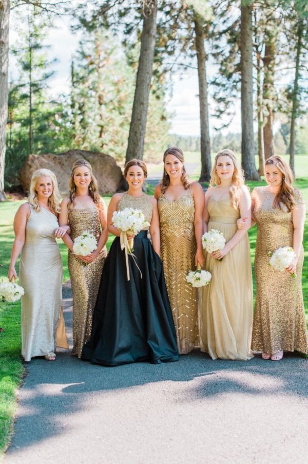 gold mismatched bridesmaid dresses