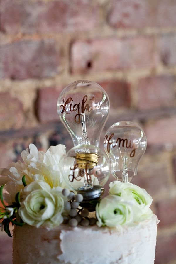 light bulb wedding cake topper