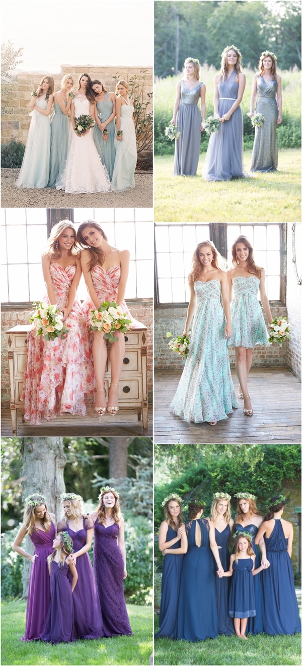 mismatched bridesmaids gowns for wedding