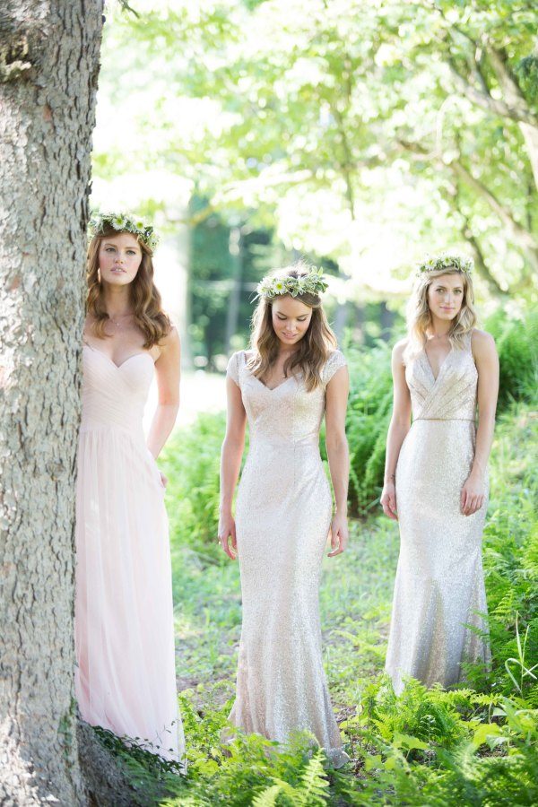 mismatched ivory long bridesmaid dresses