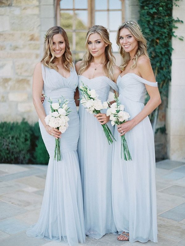 mix and match blue bridesmaid dresses