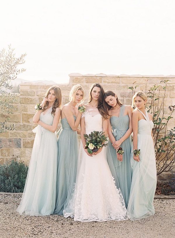 mismatcthed tulle dresses for bridesmaid