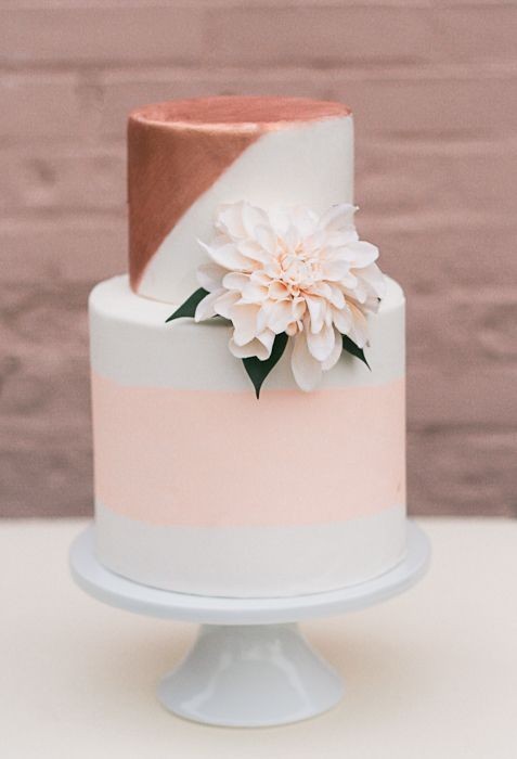 pink copper wedding cake