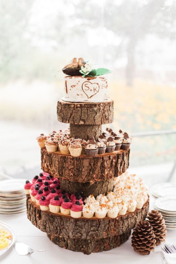 rustic wedding cupcake tower