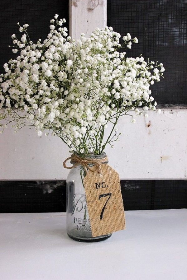 Burlap wedding table centerpieces table number ideas