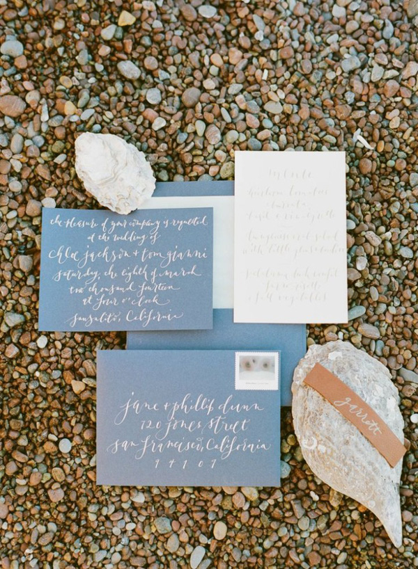 Chic Dusty Blue Wedding Invitations