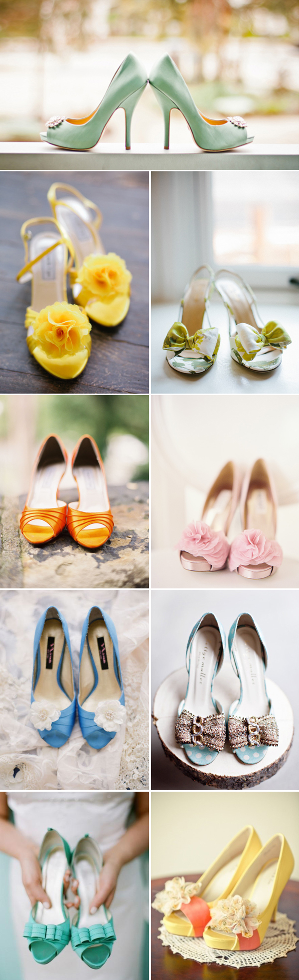 Colorful Peep-Toe Wedding Shoes- Yellow, Pink, Blush, Blue