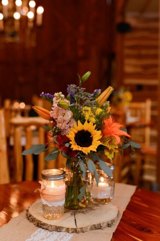 Country Sunflowers Wedding Centerpiece