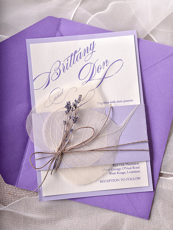 Lavender Wedding Invitations, Lace Bally Band Wedding Invitations