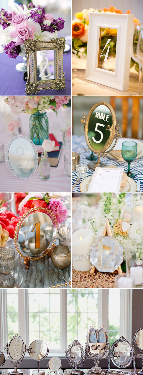 Mirrors Wedding Table Number Ideas