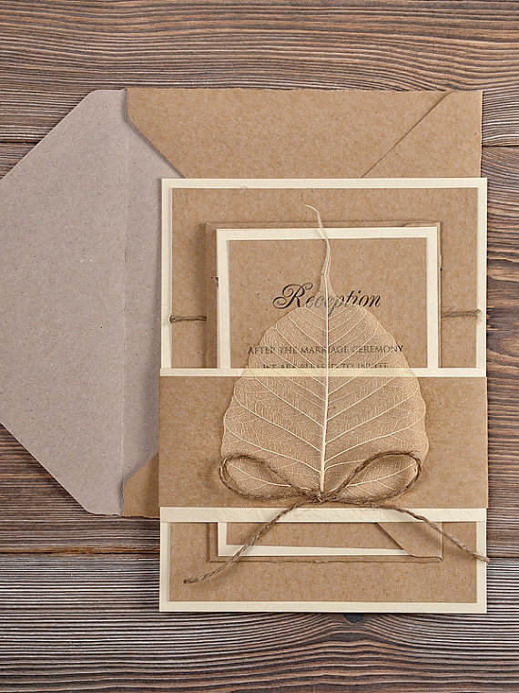 Recycling Eco Wedding Invitation, Country Wedding Invitation, Rustic Wedding Invitation, Shabby Chic Invitation