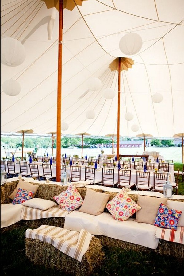 Rustic BBQ wedding tent decor ideas