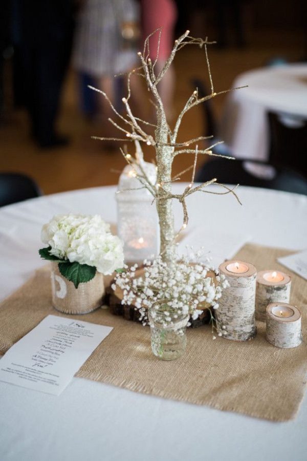 Rustic Burlap Wedding Centerpiece ideas