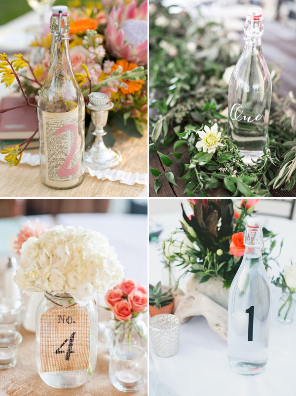 Rustic Country Wedding Ideas - Bottles and Jars Wedding Table Numbers