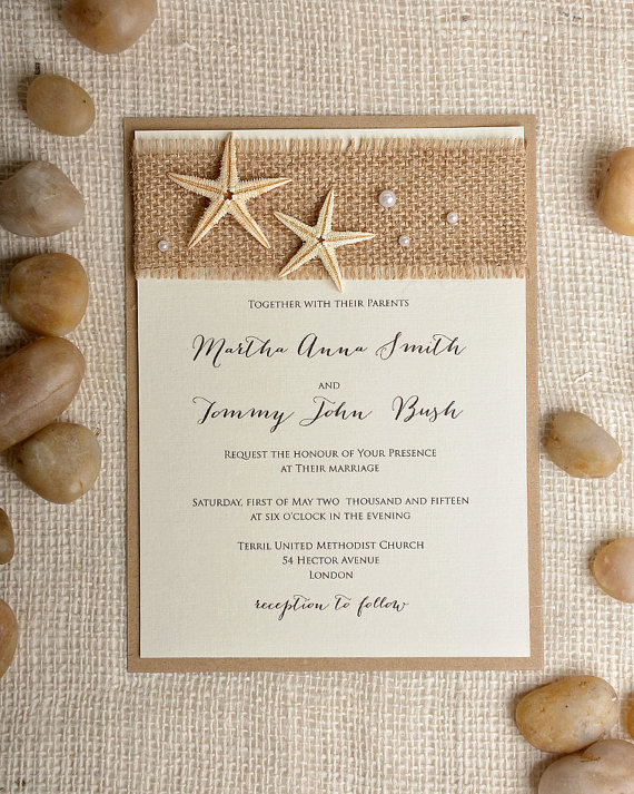 Starfish wedding Invitation, Beach Wedding Invitation, Destination Wedding Invitation
