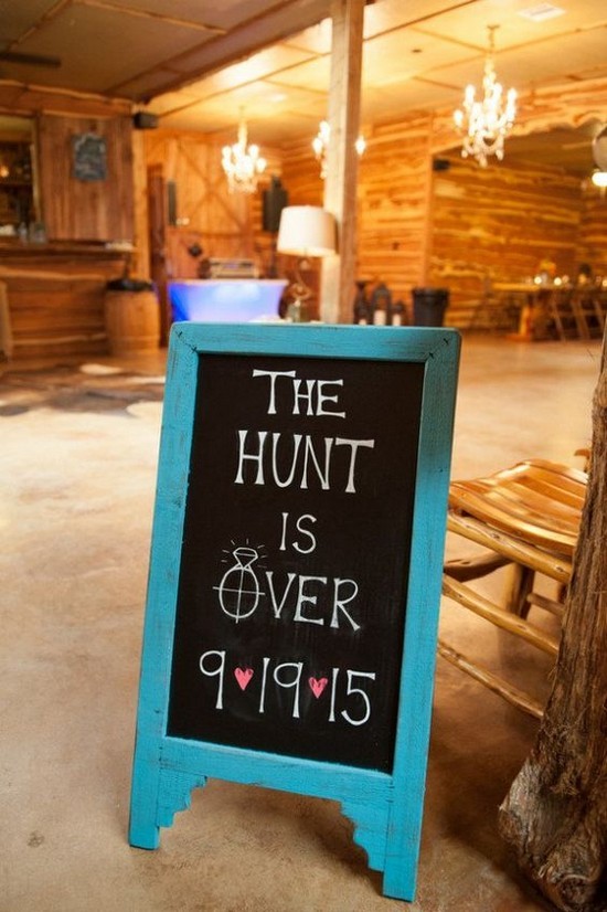 The Hunt Is Over Country Rustic Wedding Sign