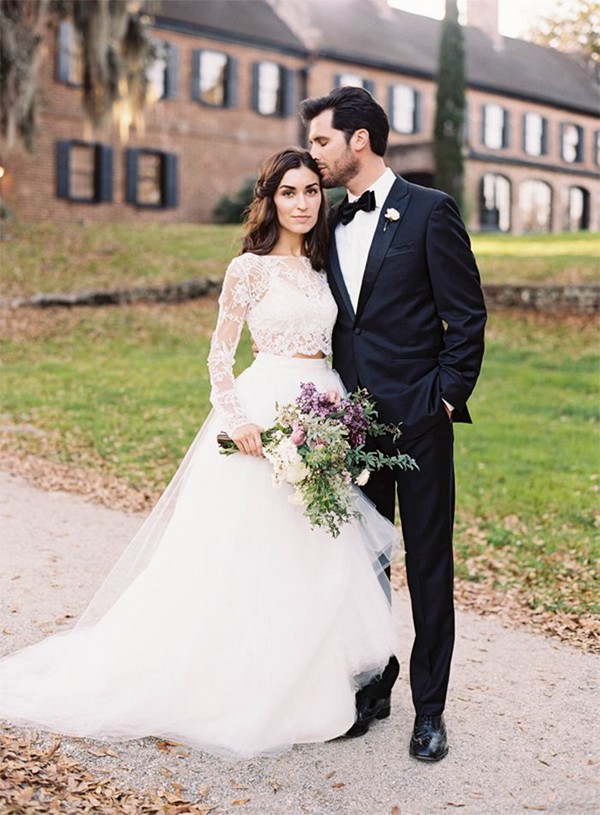 crop top bridal dress