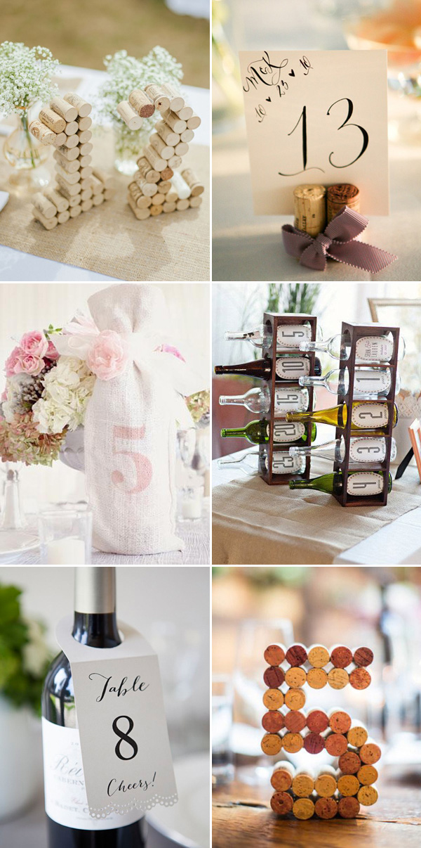 Vintage Wine and Winer Corks Wedding Table Numbers