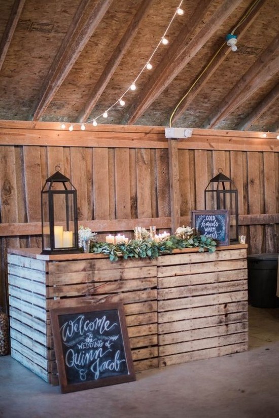 barn wedding reception bar idea