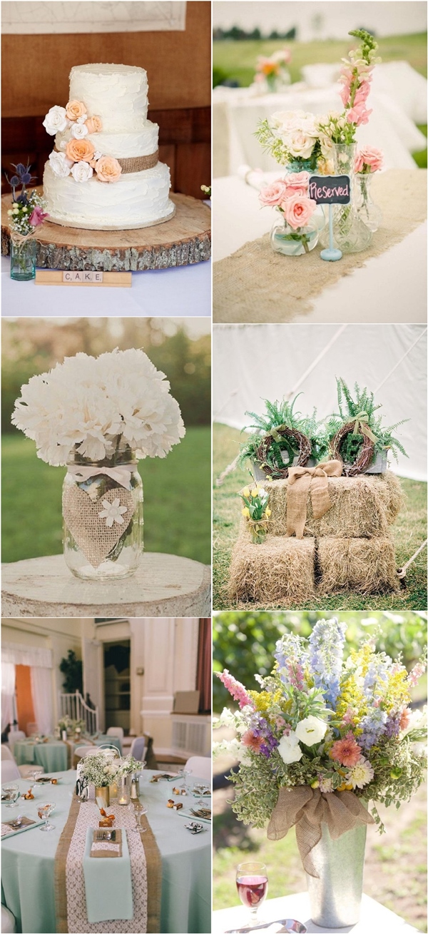 burlap country rustic wedding decor ideas