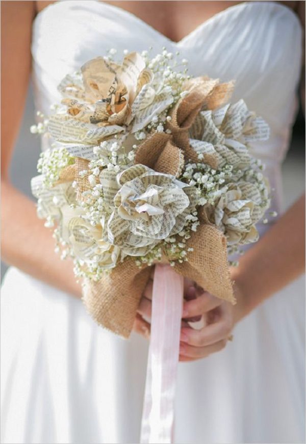 burlap paper wedding bouquet
