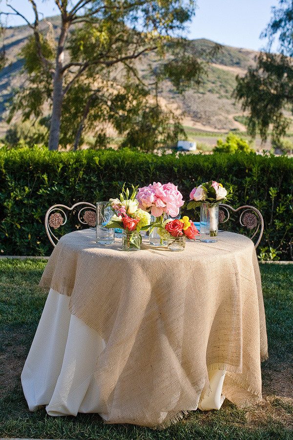 burlap sweetheart table wedding decor