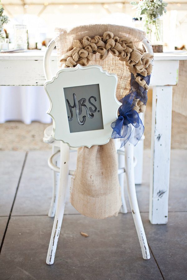 burlap wedding chair decor