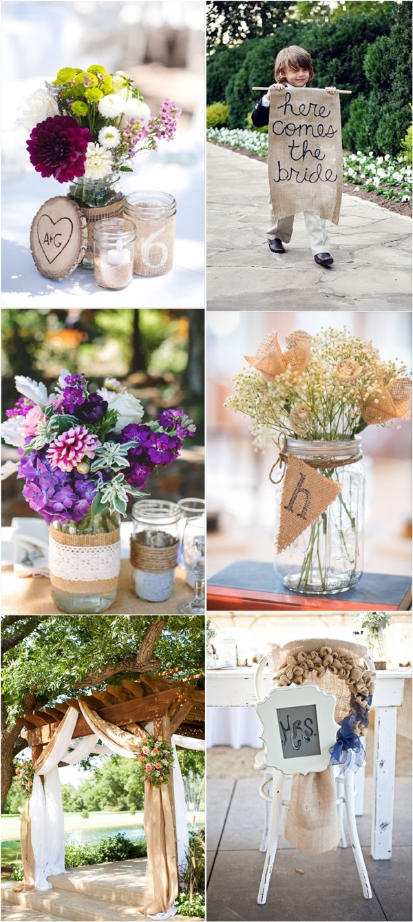 burlap wedding ideas for rustic country weddings