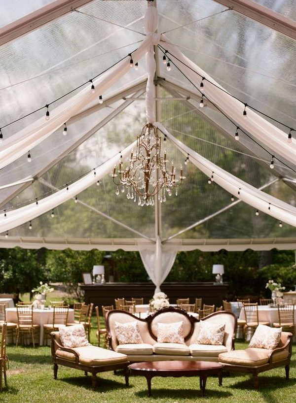 elegant tented wedding reception decor