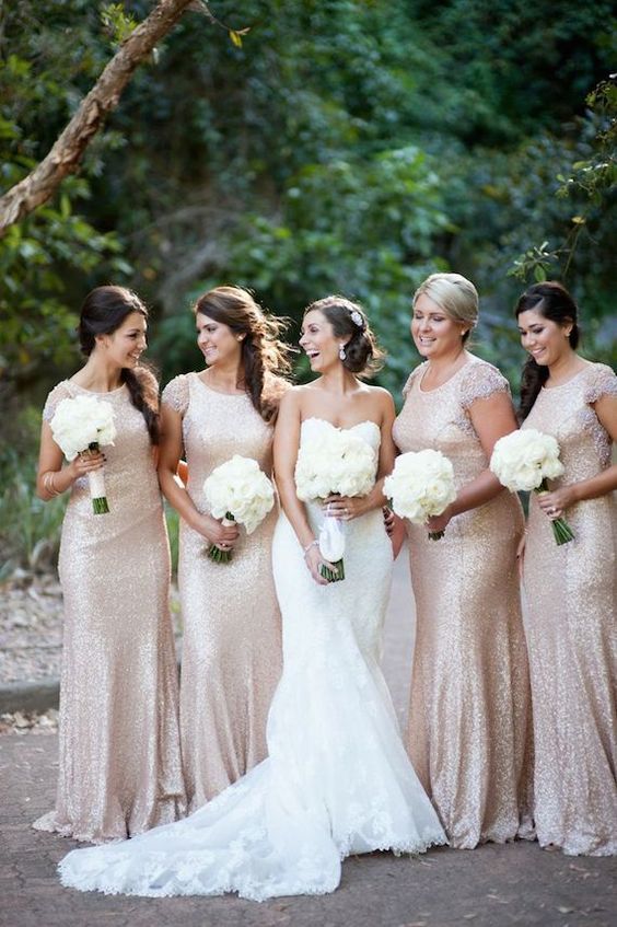 glitter or sequin bridesmaid dresses