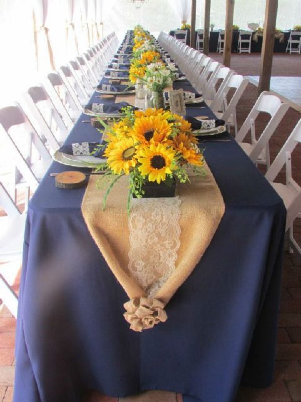 navy and burlap sunflower wedding ideas