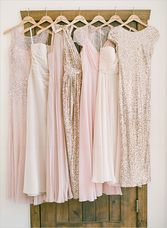 pink and gold wedding bridesmaid dresses