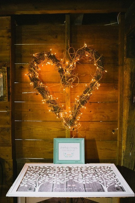 rustic barn alter wedding backdrop with the willow branches