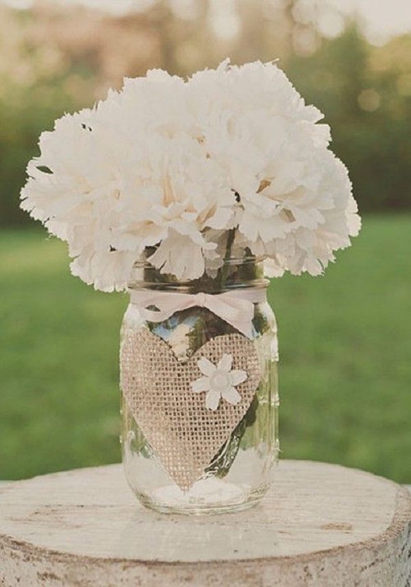 rustic burlap wedding centerpiece