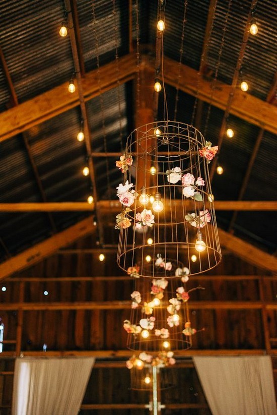 rustic farm barn floral basket chandelier