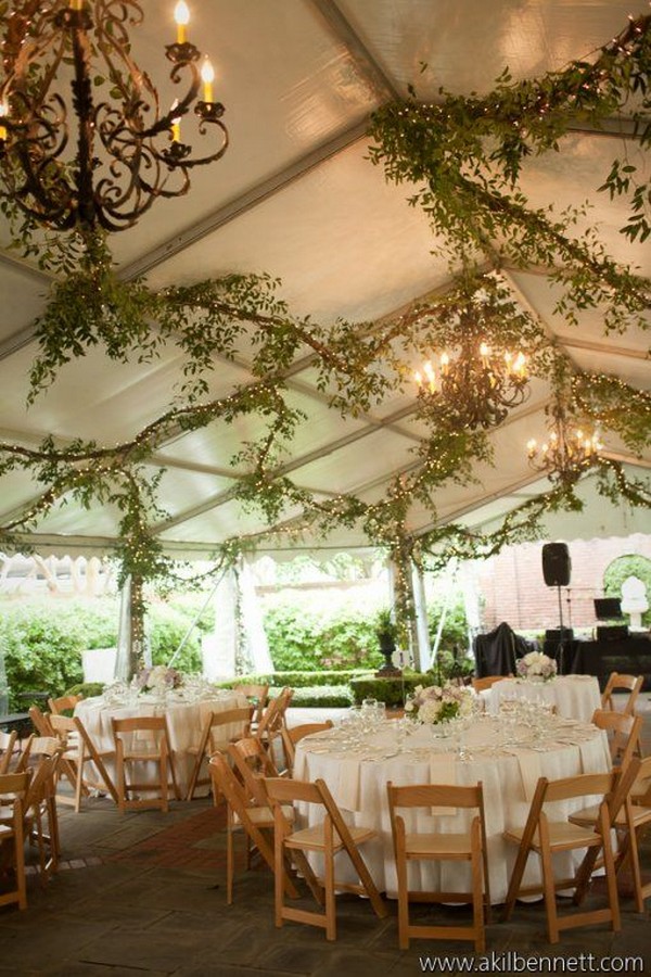 rustic tented wedding reception decor