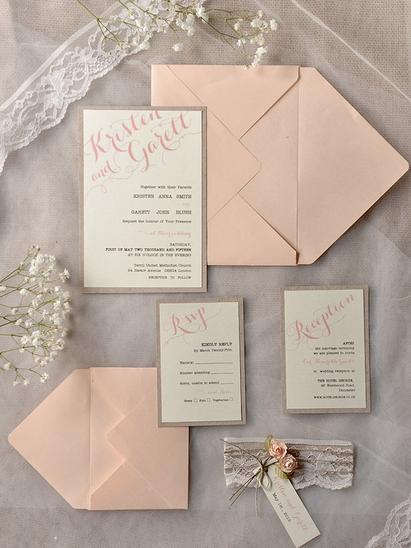 rustic peach wedding invitation kits