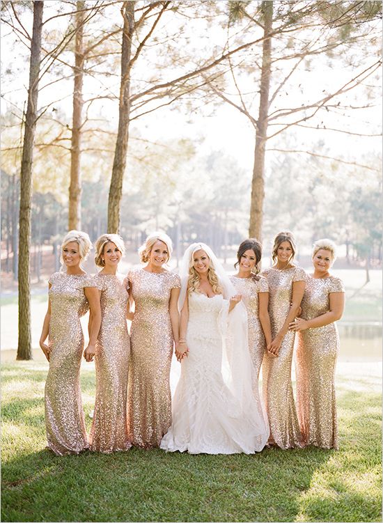 sparkly gold bridesmaid dresses