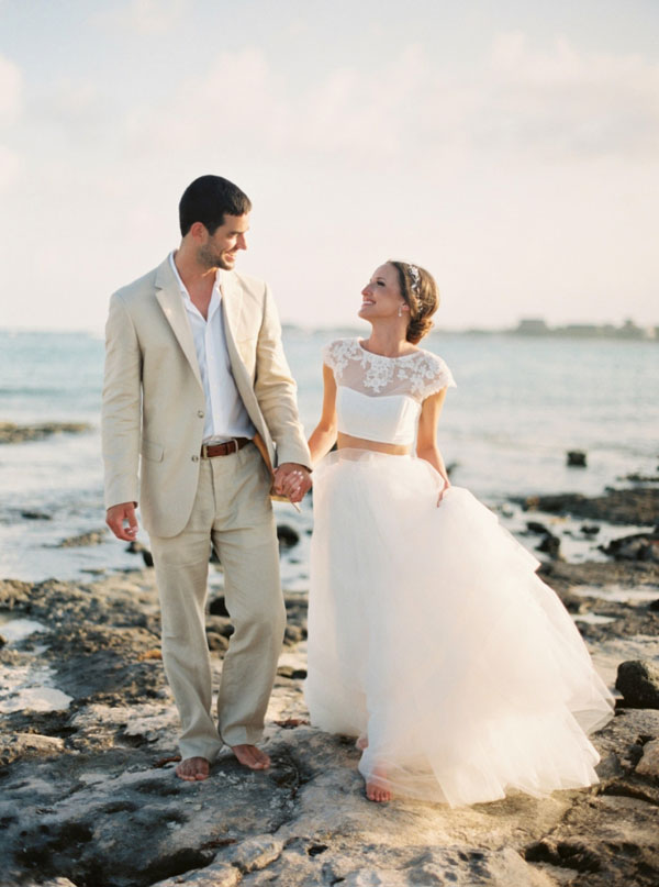 two piece beach wedding dress