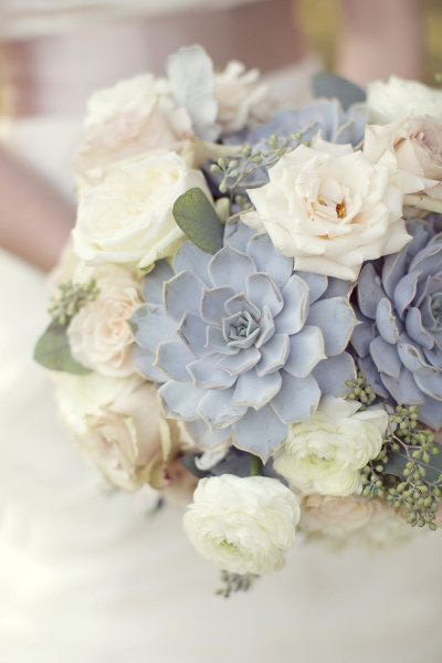 vintage dusty blue bridal bouquet