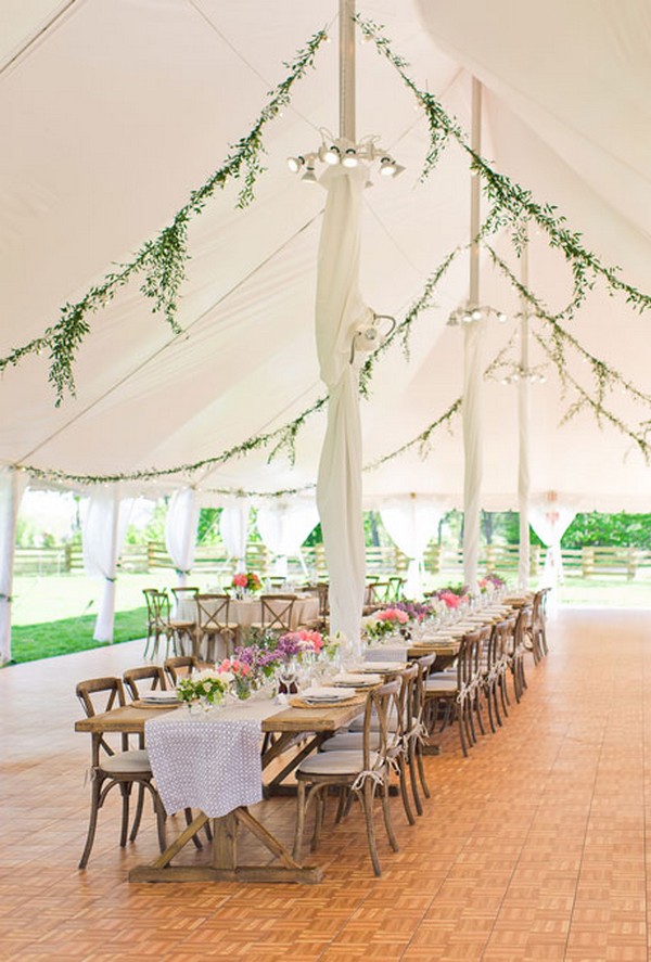 wedding tents with green leaves
