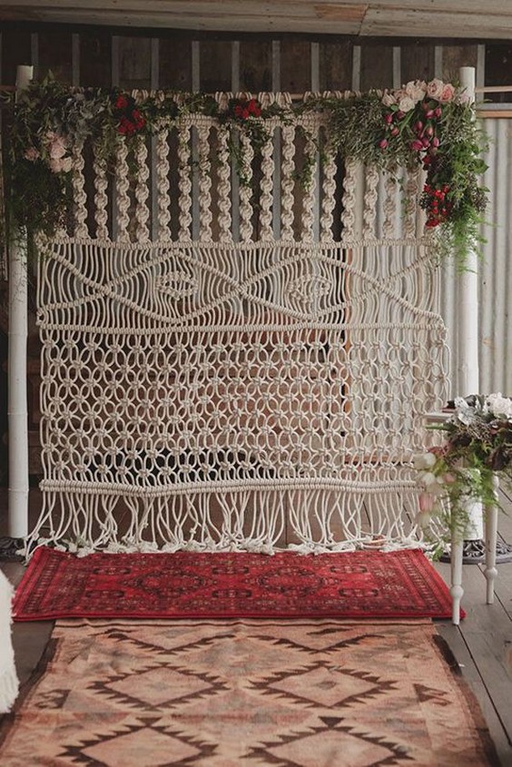 Bohemian Macrame Knotted Wedding Backdrop