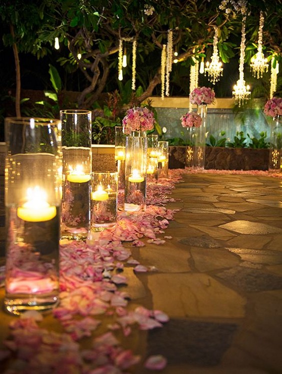 Candlelight nighttime wedding ceremony